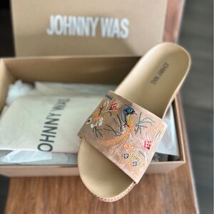 Johnny Was Watipaso Tan Floral Sandals
